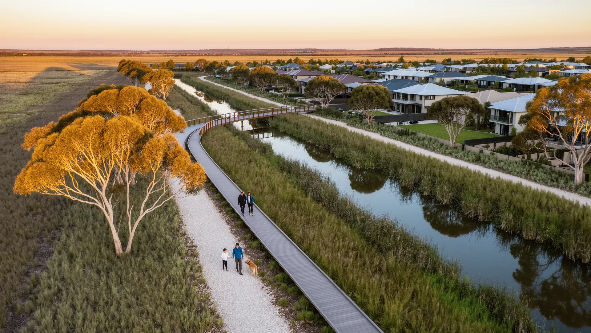 Creek and parkland setting near the Kororoit precinct