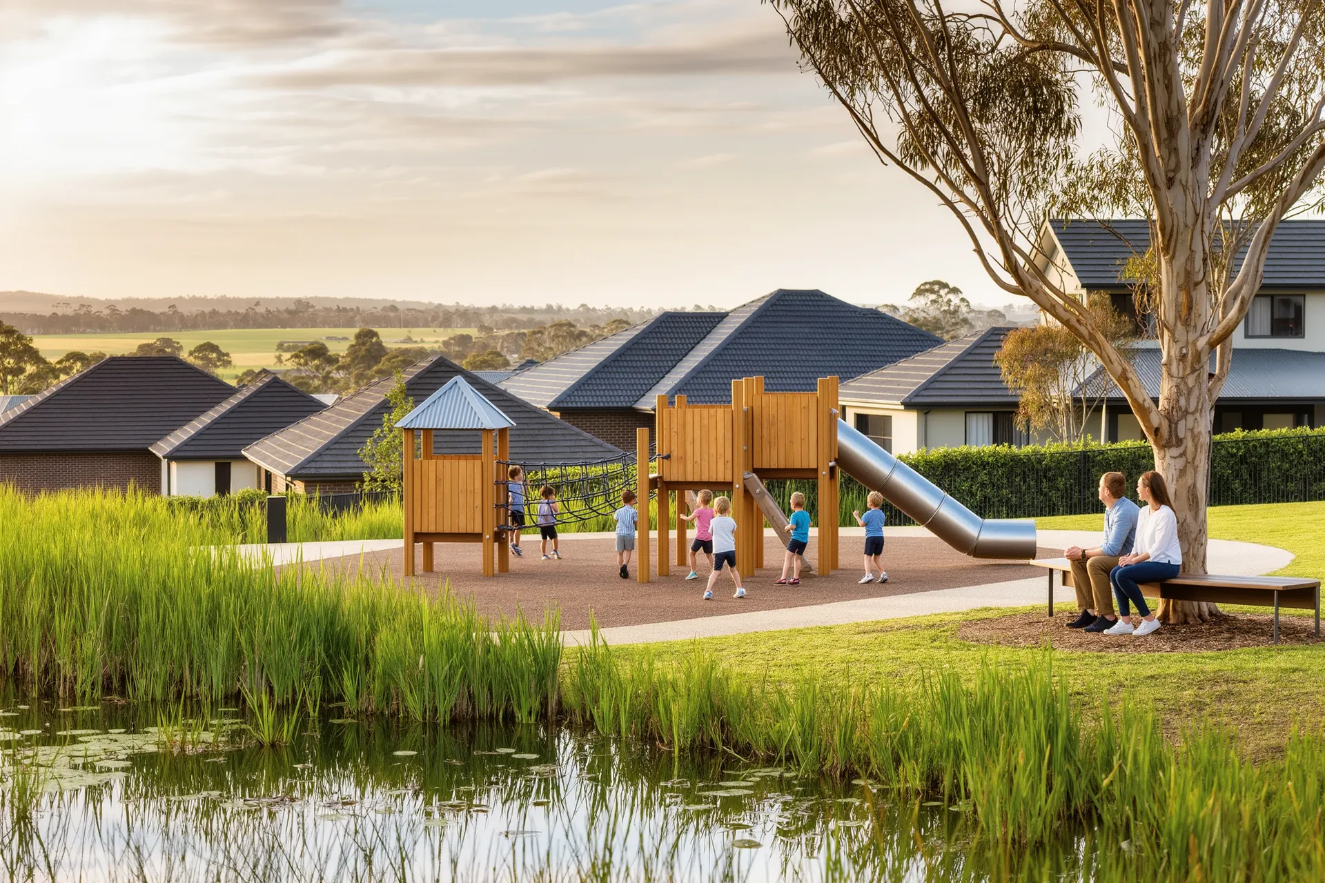 Family-friendly playground in a new community